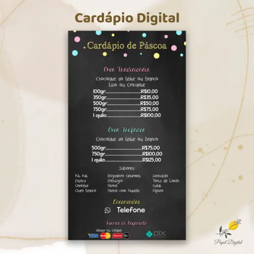 Cardápio Digital Páscoa Modelo 3