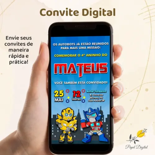 Convite Digital Transformers Modelo 3