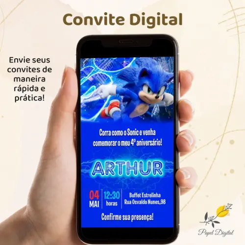 Convite Digital Sonic Modelo 2