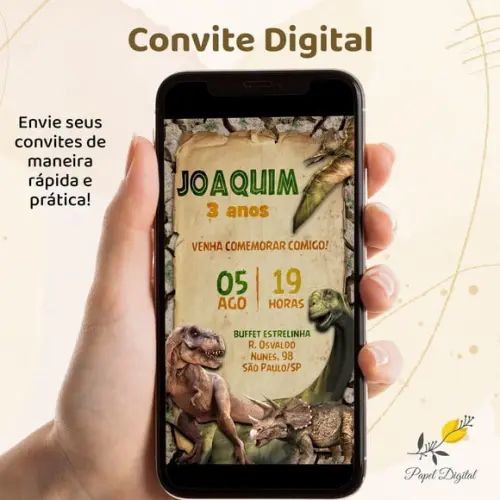 Convite Digital Dinossauro Modelo 3