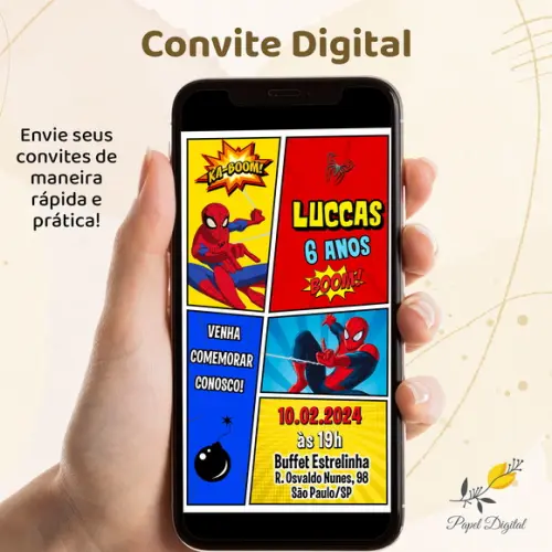 Convite Digital Homem Aranha Modelo 2