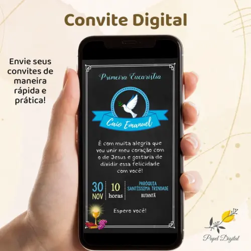 Convite Digital Primeira Comunhão Modelo 4