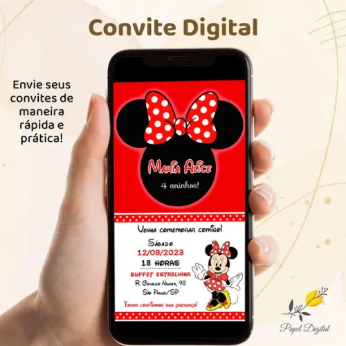 Convite Digital Minnie Modelo 4