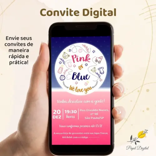 Convite Digital Chá de Revelação Modelo 8