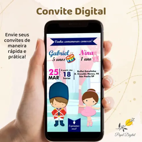 Convite Digital Bailarina e Soldadinho de Chumbo