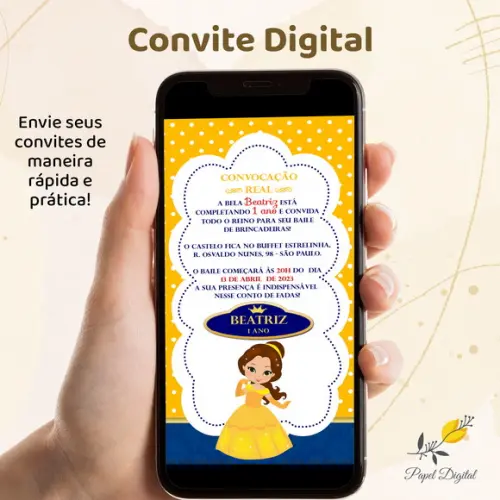Convite Digital Bela e a Fera Modelo 6