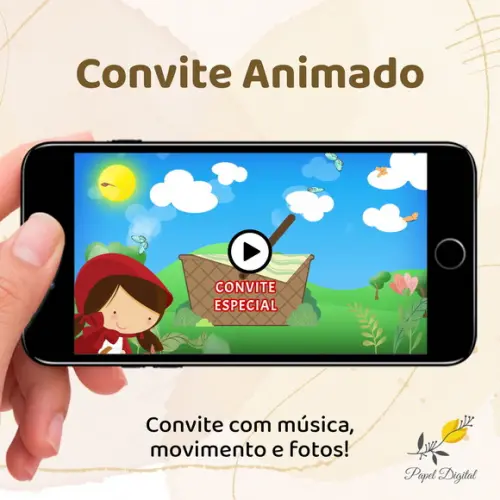 Convite Animado (vídeo) Chapeuzinho Vermelho Modelo 1
