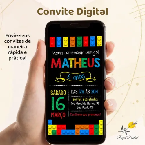 Convite Digital Lego Modelo 1