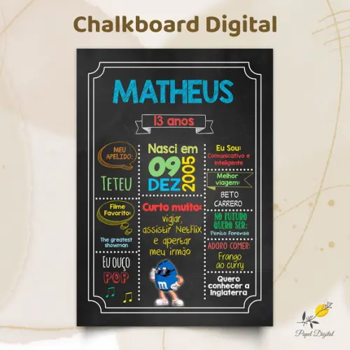 Chalkboard Digital M&M's Modelo 2
