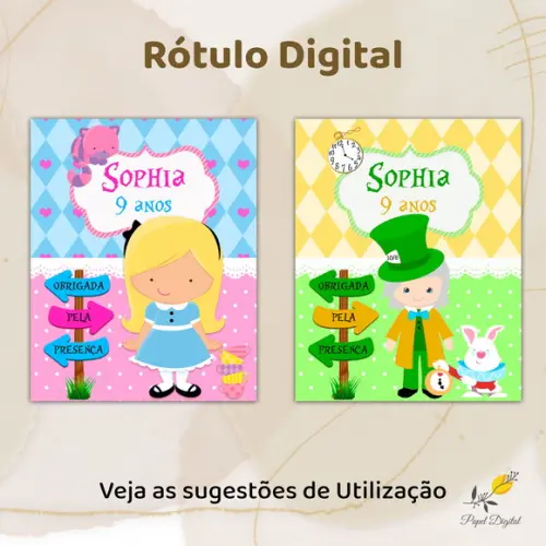 Rótulo Digital Alice e Chapeleiro
