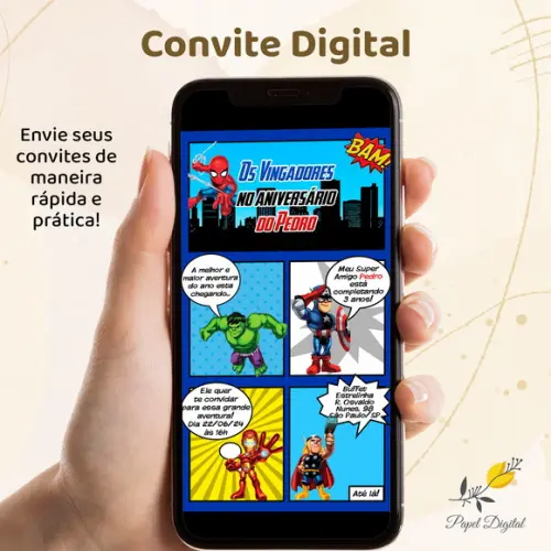 Convite Digital Vingadores Modelo 4