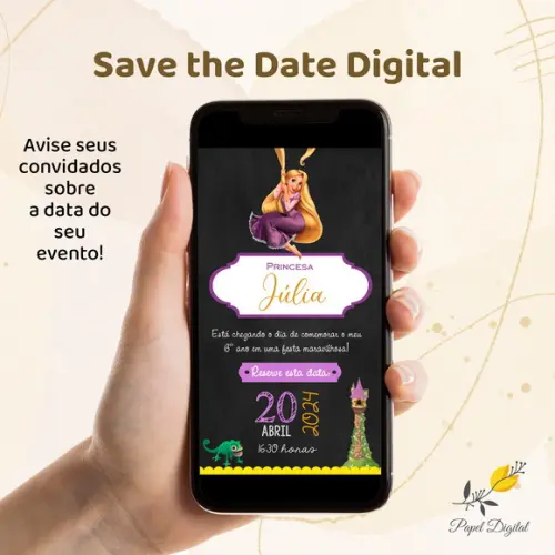 Save The Date Digital Rapunzel Modelo 1