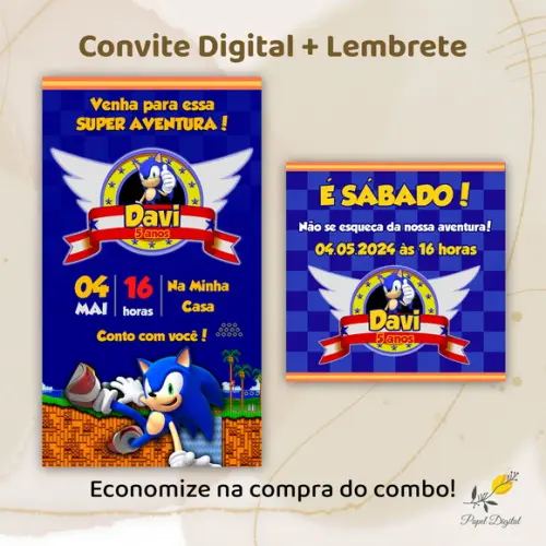 Convite + Lembrete Digital Sonic