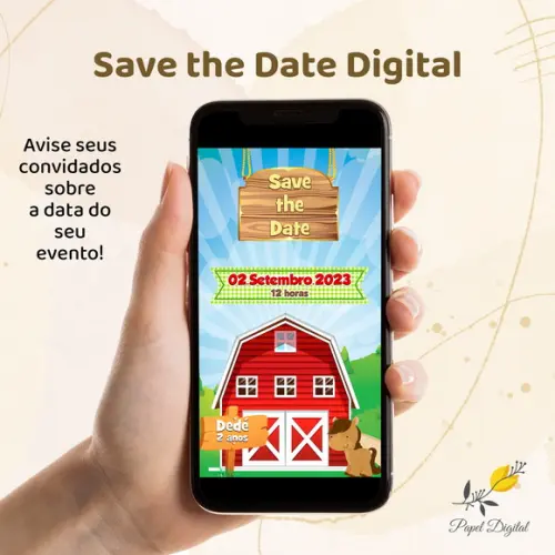 Save The Date Digital Fazendinha Modelo 4