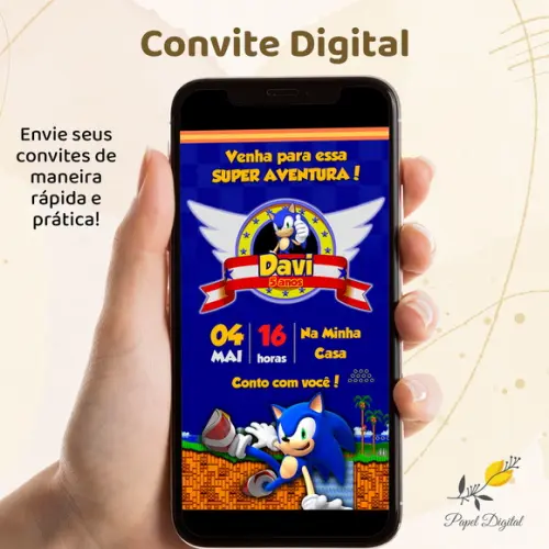 Convite Digital Sonic Modelo 1