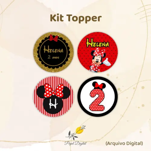 Kit Topper Minnie Modelo 1 (arquivo Digital)