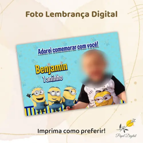 Foto Lembrança Digital Minions Modelo 1