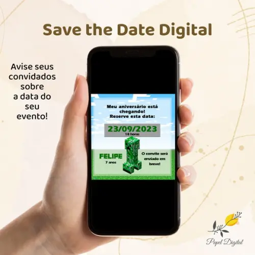 Save The Date Digital Minecraft Modelo 2