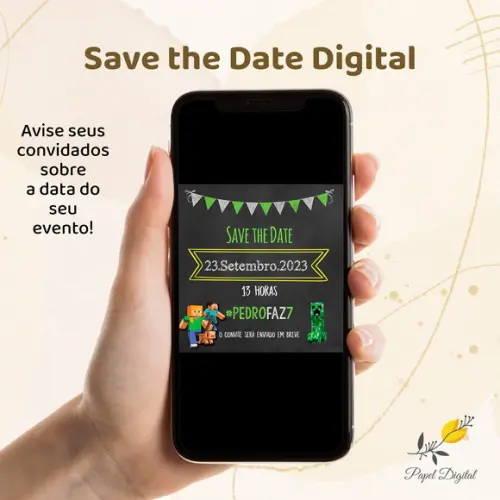 Save The Date Digital Minecraft Modelo 1