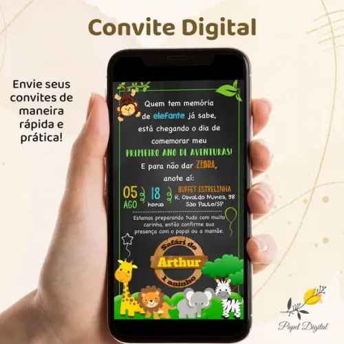 Convite Digital Safari Modelo 6