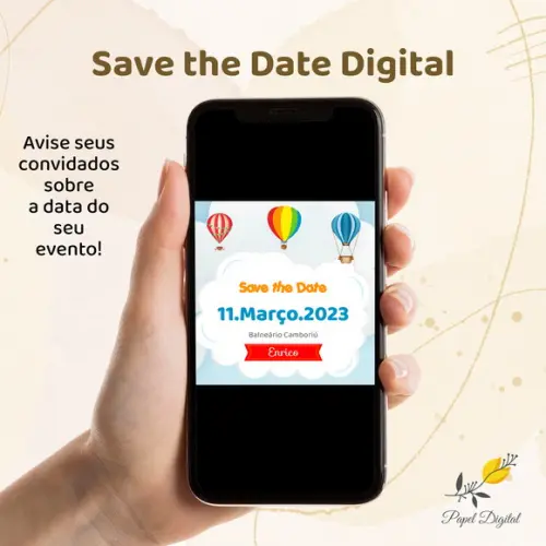 Save The Date Digital Balão Modelo 1