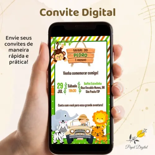 Convite Digital Safari Modelo 5