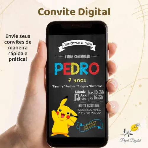 Convite Digital Pokemon Modelo 2