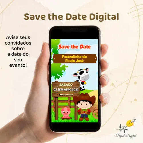 Save The Date Digital Fazendinha Modelo 3