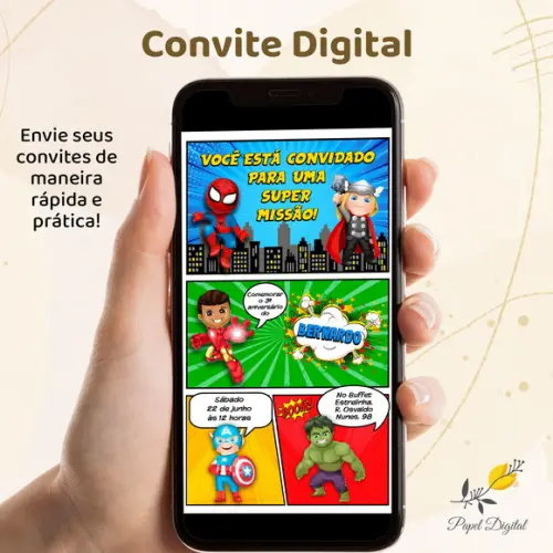 Convite Digital Vingadores Modelo 2