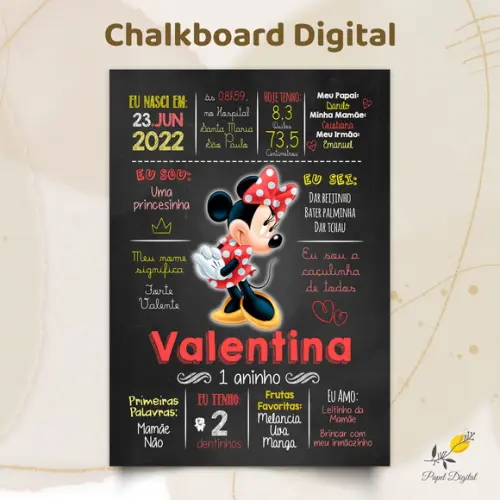 Chalkboard Digital Minnie Modelo 3