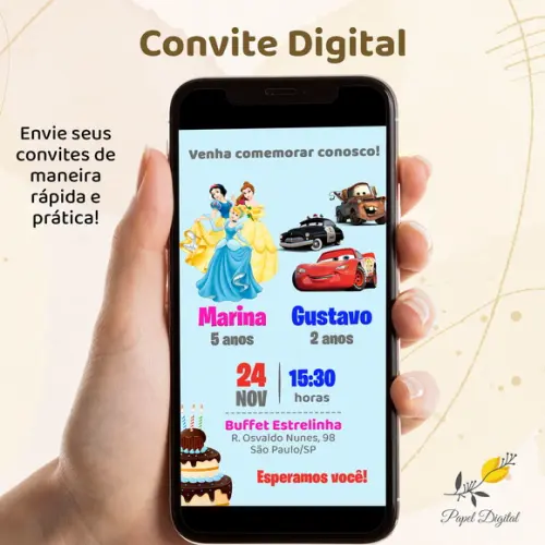 Convite Digital 2 Temas Modelo 3
