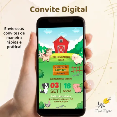Convite Digital Fazendinha Modelo 6