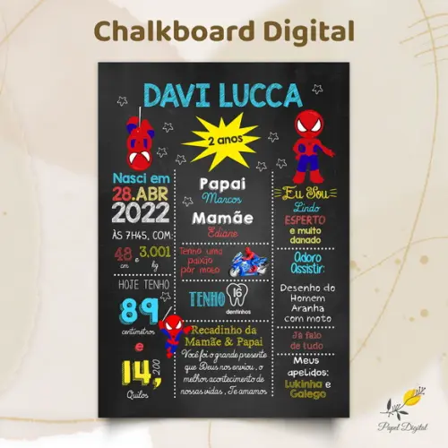 Chalkboard Digital Homem Aranha Modelo 2