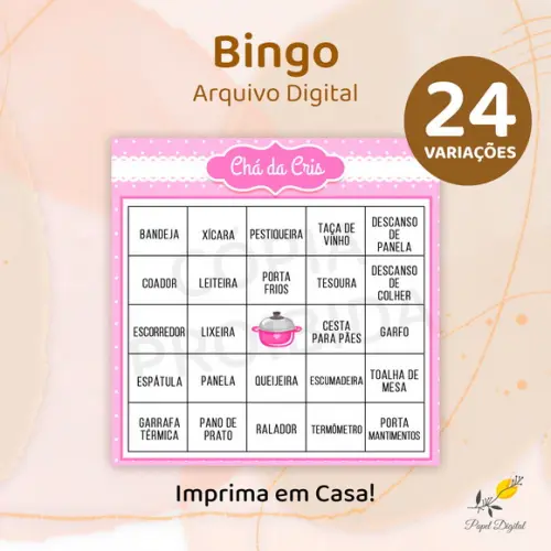 Bingo Chá de Cozinha - Arquivo Digital 24 Cartelas