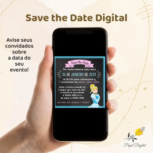 Save The Date Digital Cinderela Modelo 2