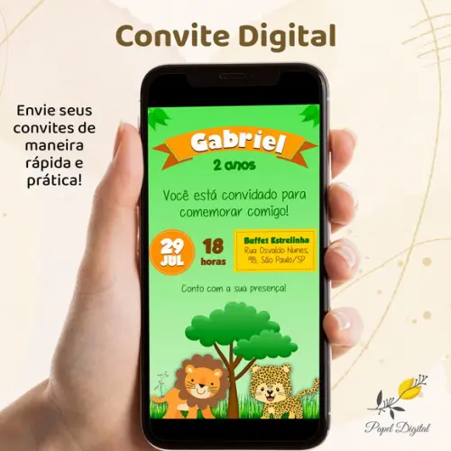 Convite Digital Safari Modelo 4