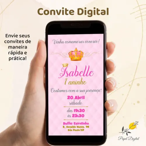 Convite Digital Princesa Modelo 3