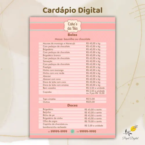 Cardápio Digital Modelo 5