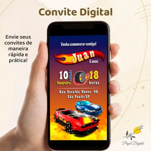 Convite Digital Hot Wheels Modelo 2