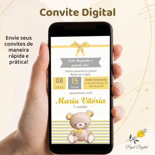 Convite Digital Ursinho