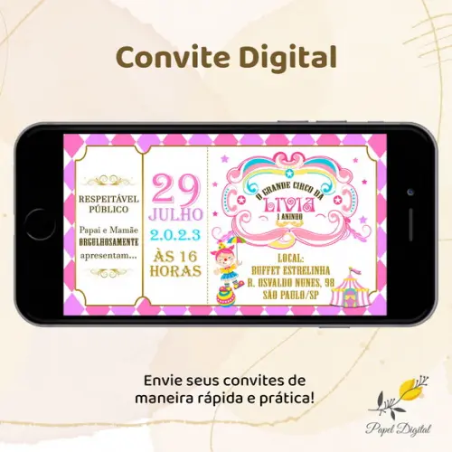 Convite Digital Circo Modelo 5