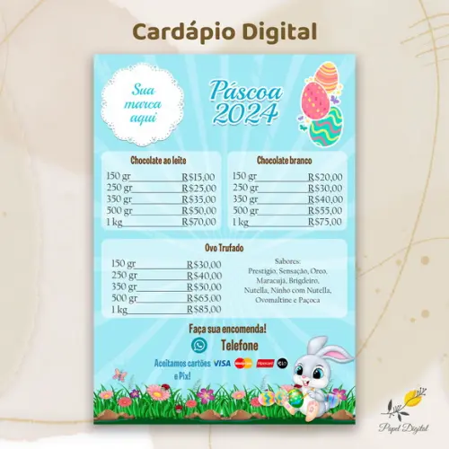 Cardápio Digital Páscoa Modelo 2