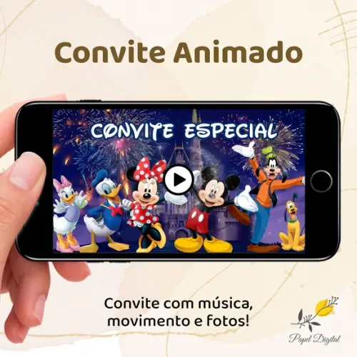 Convite Animado (vídeo) Turma do Mickey Modelo 1
