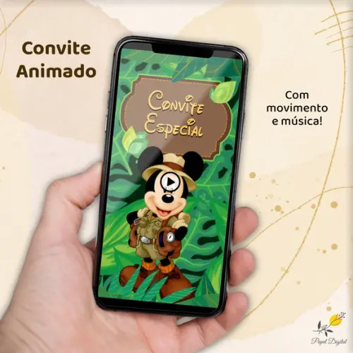 Convite Animado (vídeo) Mickey Safari