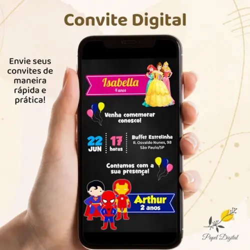 Convite Digital 2 Temas Modelo 1