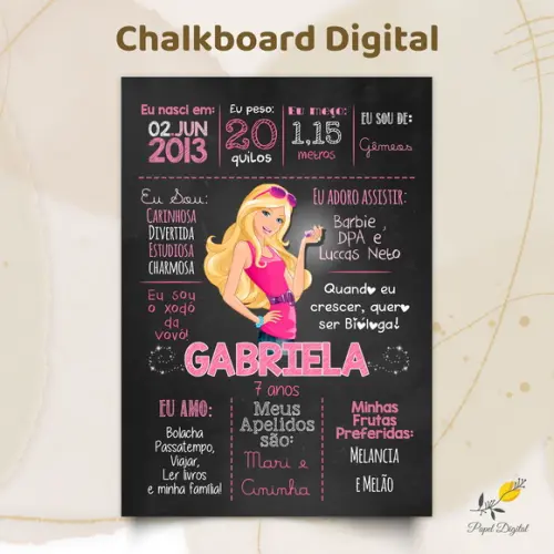 Chalkboard Digital Barbie