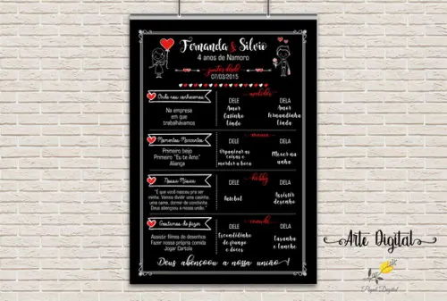 Chalkboard Digital Namorados Modelo 15