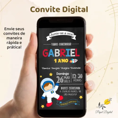 Convite Digital Astronauta Modelo 1