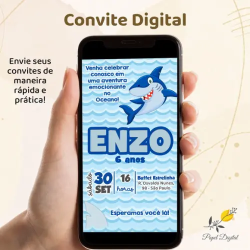Convite Digital Fundo do Mar Modelo 3