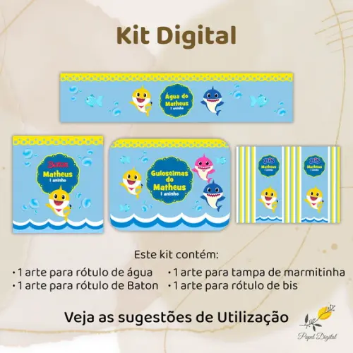 Kit Digital Rótulos Baby Shark